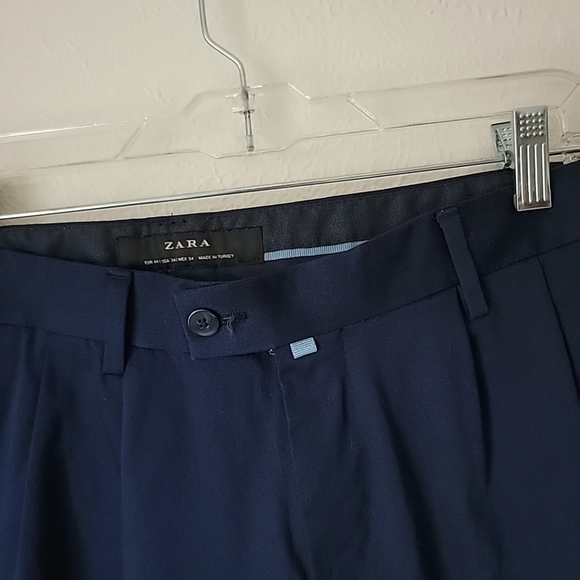 Zara Mens Navy Blue Cotton Shorts - Picture 2 of 8